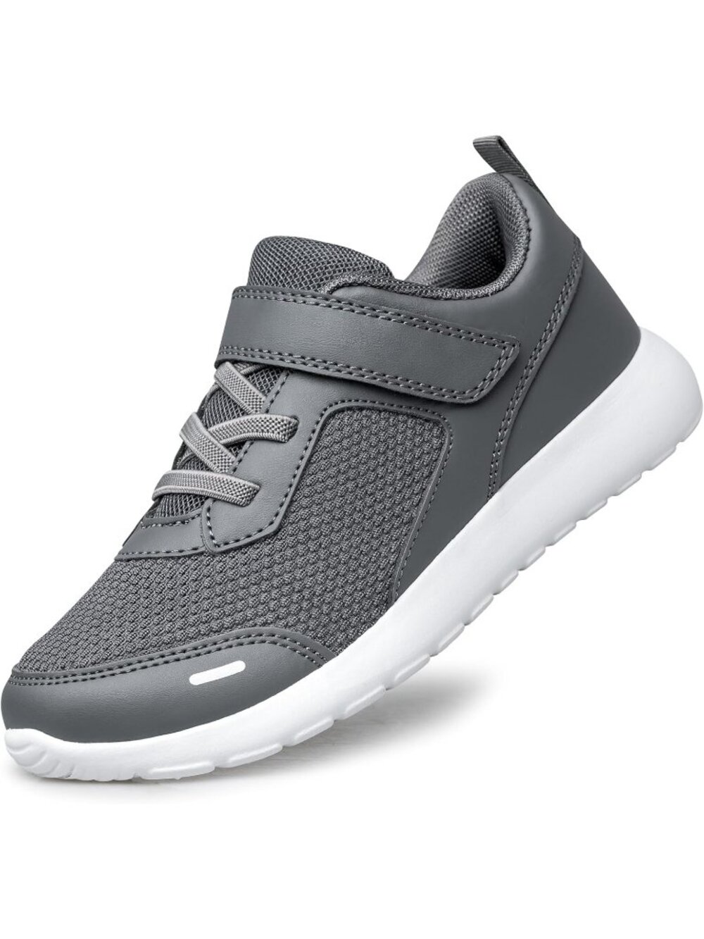Kids Dark Grey Mesh Shoes Toddler Boys Girls Running Sports Strap Sneakers